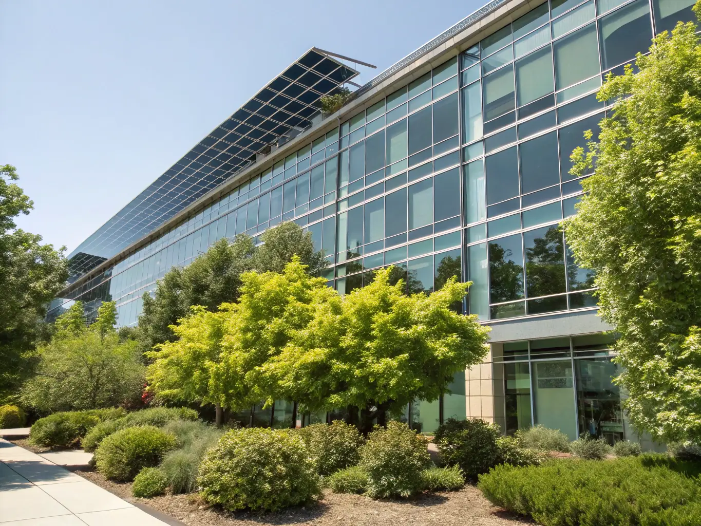 An image showcasing a sustainable infrastructure project, such as a green building or renewable energy facility, representing investments in physical assets.